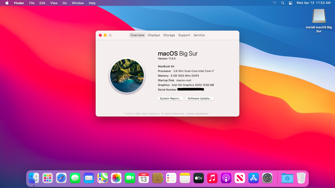 Screenshot of Big Sur desktop